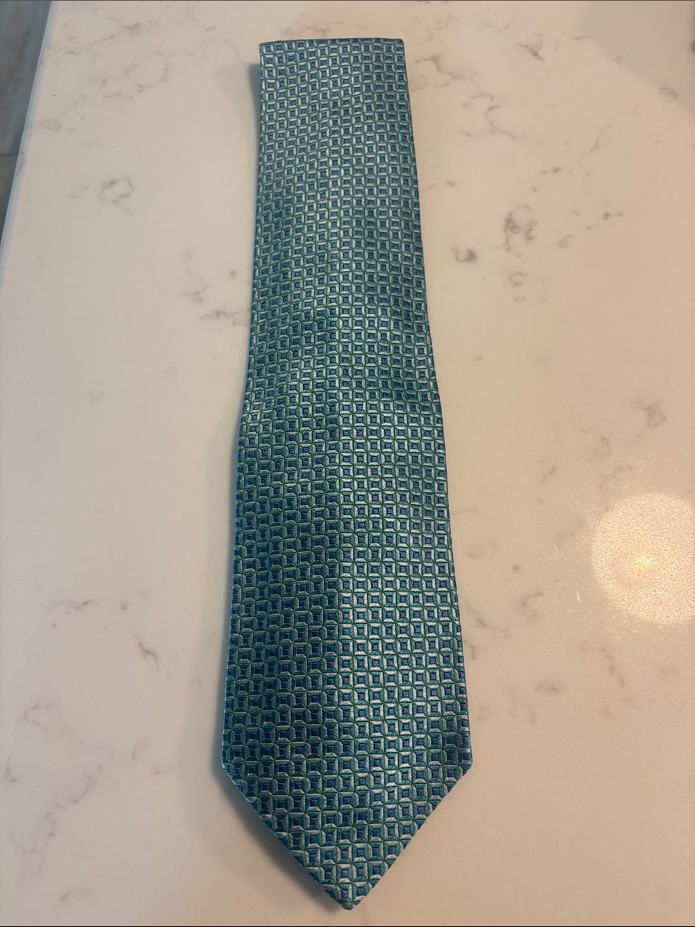 Charvet Teal Geometric Silk Tie